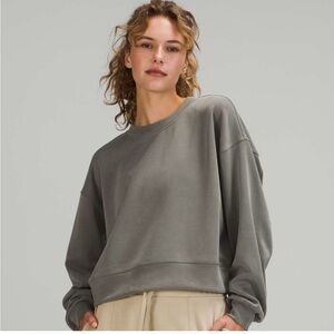 Lululemon Perfectly Oversized Cropped Crew Softstreme Gray Sage Size 4